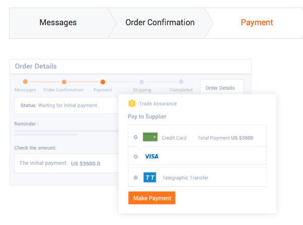 Payment options on Alibaba
